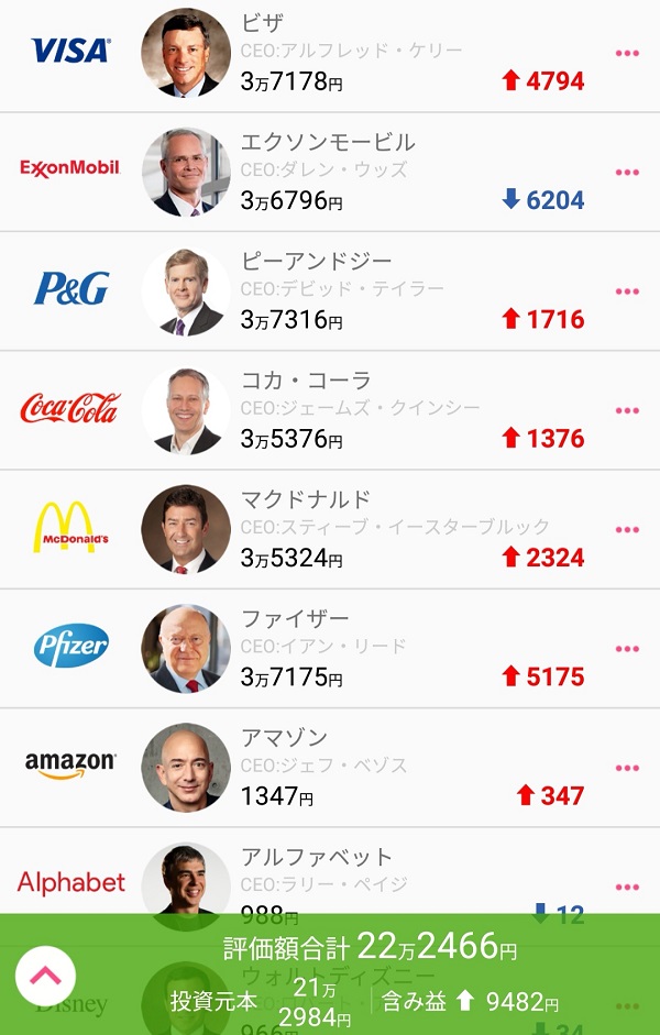 購入後の画像。投資元本は218,984円に