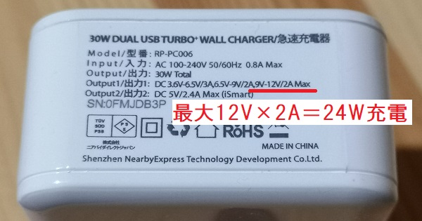 Quick Charge3.0の急速充電